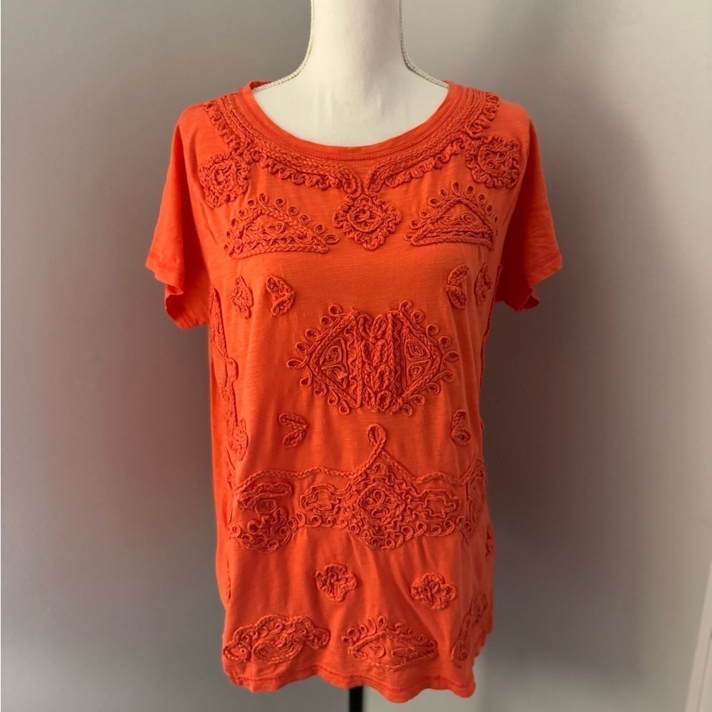 Lucky Brand TopXL. Orange cool embroidered type design